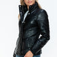 Snobbish Puffer Love Pocketed Zip Up Turtleneck Puffer Jacket in Black