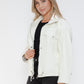 How Dare U My Favorite Layer Drawstring Hem PU Leather Zip Up Jacket in White