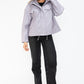 How Dare U My Favorite Layer Drawstring Hem PU Leather Zip Up Jacket in Lilac