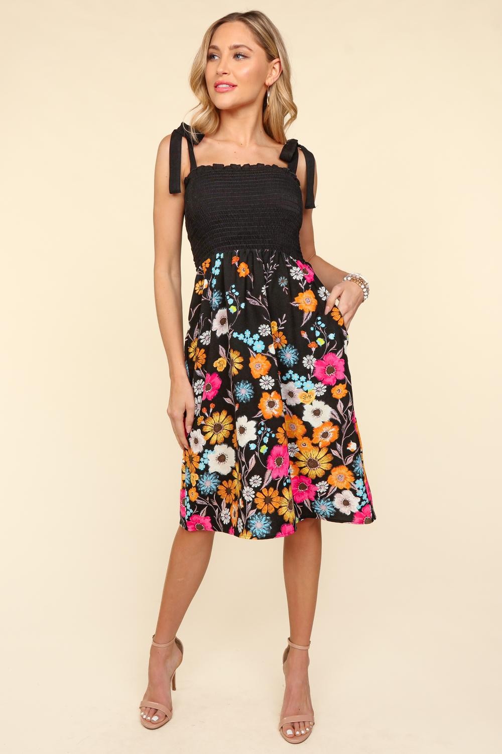 Haptics All My Flowers Smocked Cami Floral Dress