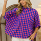 BiBi In The Mood Plaid Button Up Dolman Sleeve Shirt