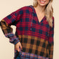 Haptics In My Plaid World Edge Cut Detail Hooded Top