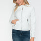 Snobbish Biker Babe PU Leather Zip Up Jacket with Pockets in White