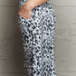 Ninexis Mix It Up High Waist Flowy Wide Leg Pants with Pockets In Grey Leopard