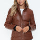 YMI Cozy Perfection Pocketed Zip Up Turtleneck Puffer Jacket in Brandy