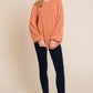 BOMBOM Chasing Dreams Long Sleeve Curved Hem Ribbed T-Shirt in Pumpkin