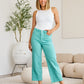 RFM Chloe Tummy Control High Waist Raw Hem Crop Jeans in Island Green