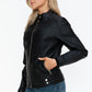 Snobbish A Wild Ride Faux Leather Biker Jacket with Side Zip Pockets in Black