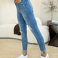 Judy Blue Nina Mid Rise Destroy & Cuff Skinny Jeans