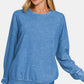 Zenana Laid Back Vibes Washed Dropped Shoulder Sweatshirt in Blue
