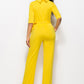 Driven Mock Neck Tie-Waist Half Sleeve Jumpsuit with Pockets