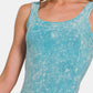 Zenana Chance Of Sun Ribbed Scoop Neck Tank in Ice Blue