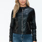 Snobbish Biker Babe PU Leather Zip Up Jacket with Pockets in Black