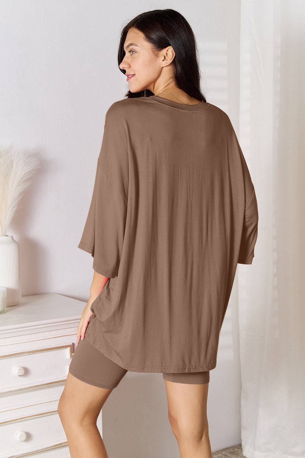 Basic Bae Fearless Soft Rayon Three-Quarter Sleeve Top and Shorts Set