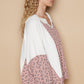 POL A Touch of Sunshine Waffle Knit Floral Notched Neck Long Sleeve Top in White