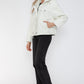 How Dare U My Favorite Layer Drawstring Hem PU Leather Zip Up Jacket in White