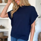 Double Take Lovely Day Mock Neck Short Sleeve Sweater