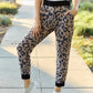 Celeste Design Take It Easy Contrast Sweatpants in Mocha Leopard