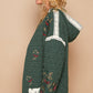 POL Embroidered Dreams Open Front Quilted Jacket with Crochet Pockets in Dark Green