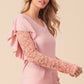 BiBi Dainty & Sweet Ruffled Lace Sleeve Rib Knit Top