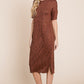 BOMBOM For The Evening Side Slit Midi Dress in Rust