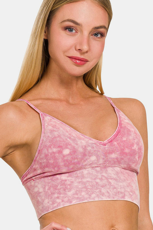 Zenana POV Washed Ribbed Bra Padded Cami