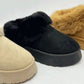 WILD DIVA Furry Friends Faux-Fur Platform Slip On Booties in Black