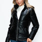 How Dare U Embrace The Chill Pocketed Zip Up Puffer Jacket with Removable Hood in Black