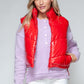 Snobbish A Quilted Touch Zip Up Turtleneck Shiny Quilted Vest in Red