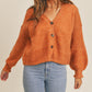 MABLE Buttoned Up Long Sleeve Button Down Sweater Cardigan in Rust
