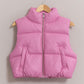 HYFVE Puff It Up Leather Zip Up Cropped Puffer Vest in Rose Pink