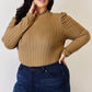 Basic Bae I'm Feeling Extra Ribbed Mock Neck Puff Sleeve T-Shirt