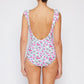 Marina West Swim Float On Ruffle Faux Wrap One-Piece in Roses Off-White