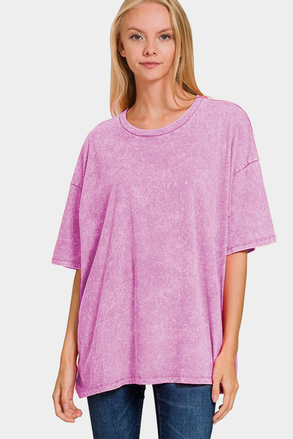 Zenana No Worries Washed Oversized T-Shirt in Moonlit Mauve