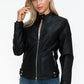 Snobbish A Wild Ride Faux Leather Biker Jacket with Side Zip Pockets in Black