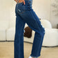 Judy Blue Joanna Mid Rise Distressed Raw Hem Jeans