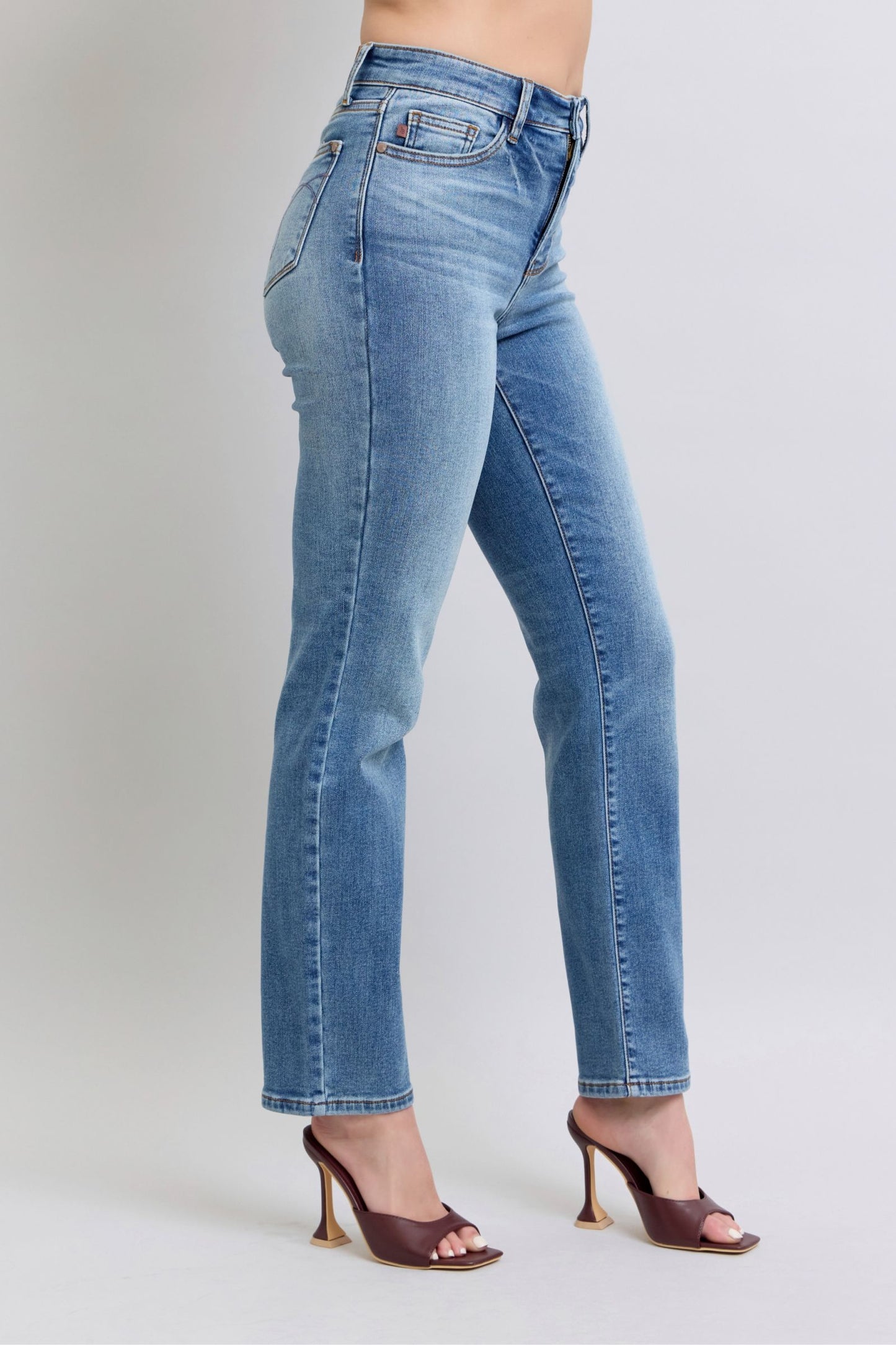 Judy Blue Jackie Vintage Wash Thermal Straight Jeans