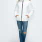 How Dare U Embrace The Chill Pocketed Zip Up Puffer Jacket with Removable Hood in White