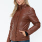 YMI Cozy Perfection Pocketed Zip Up Turtleneck Puffer Jacket in Brandy