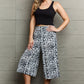 Ninexis Mix It Up High Waist Flowy Wide Leg Pants with Pockets In Grey Leopard