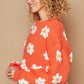 POL Petals of Perfection Daisy Pattern Drop Shoulder Sweater in Sun Orange