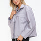 How Dare U My Favorite Layer Drawstring Hem PU Leather Zip Up Jacket in Lilac