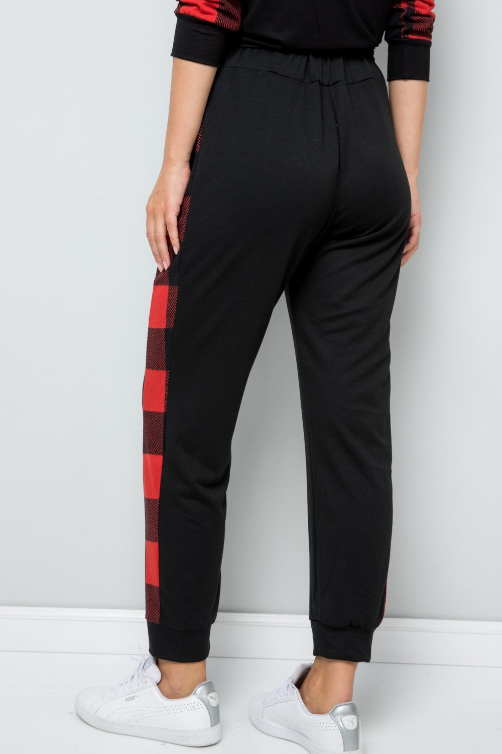 Celeste Design Wonders Around Plaid Side Print Sweatpants