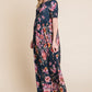 BOMBOM Follow Me There Floral Short Sleeve Maxi Dress