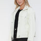 How Dare U My Favorite Layer Drawstring Hem PU Leather Zip Up Jacket in White