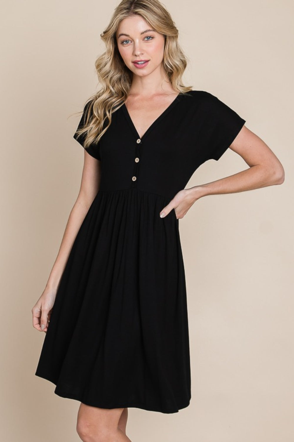 BOMBOM Stick With Me V-Neck Short Sleeve Dress