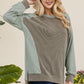 Celeste Painted Moments High-Low Contrast Round Neck Sweatshirt in Sage