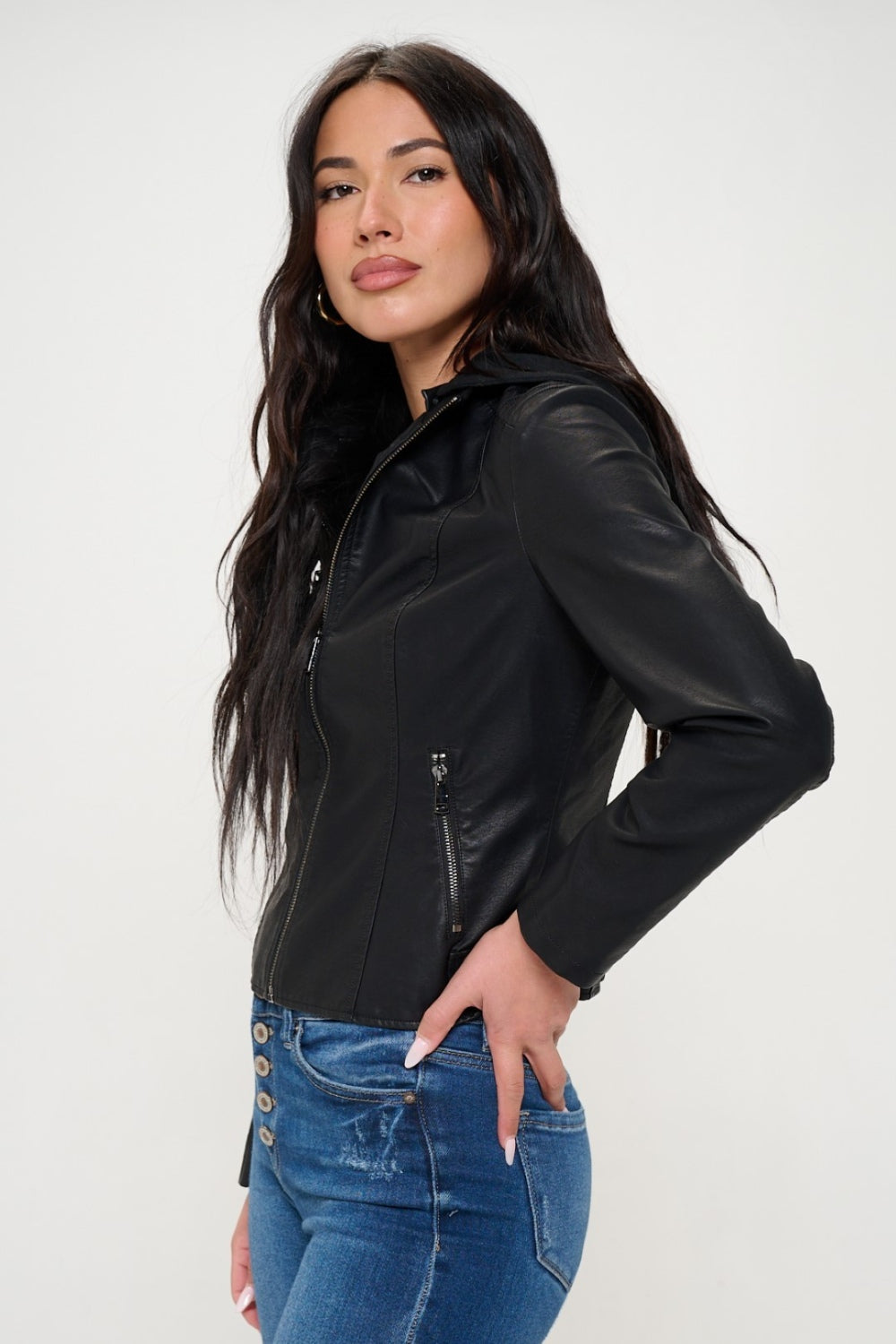 Coalition LA Come Alive Zip Up Hooded Jacket in Black