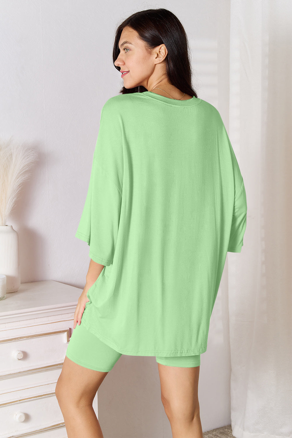 Basic Bae Fearless Soft Rayon Three-Quarter Sleeve Top and Shorts Set