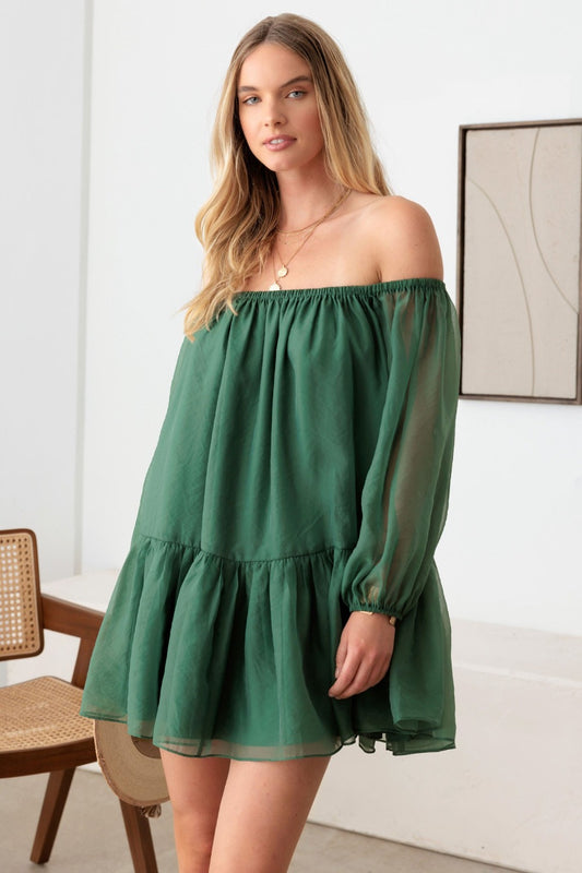 Le Lis Statements in Style Organza Off Shoulder Puff Sleeve Mini Dress